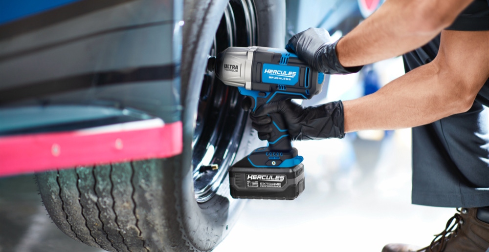Mechanic using Hercules impact wrench